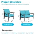 thumbnail image 5 of Sweecci 3 Pieces Aluminum Patio Furniture Set, Oversized All Weather Outdoor Conversation Set with Thick Washable Cushions, Outdoor Couch for Backyard, Patio, Balcony,Turquoise, 5 of 8
