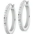 thumbnail image 2 of Sterling Silver Platinum-Plated Diamond Mystique Hoop Earrings (30 X 29.65) Made In United States qdf190, 2 of 5