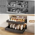 thumbnail image 6 of 2 Pack Pull out Cabinet Organizer 21"Deep With Raising Pad for Framed Cabinets, Expandable Slide out Drawers for Kitchen Cabinets with 4pcs Divider Racks, Roll out Shelves 12.1"-20.4" W Black, 6 of 14