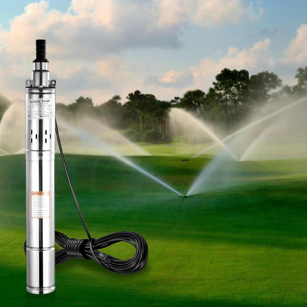 1HP Deep Well Submersible Pump, 110V/60Hz, 164ft Head, 3" Stainless Steel, 49ft Copper Cord - for Irrigation, Home & Industrial Use