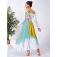 thumbnail image 6 of YiZYiF Women Print Sleeveless Liturgical Praise Dance Worship Tunic Chiffon Asymmetrical Dress Yellow L, 6 of 7