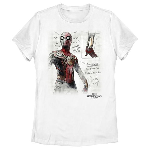 Women's Marvel Spider-Man: Now Way Home Integrated Suit Sketch Graphic Tee Black Small