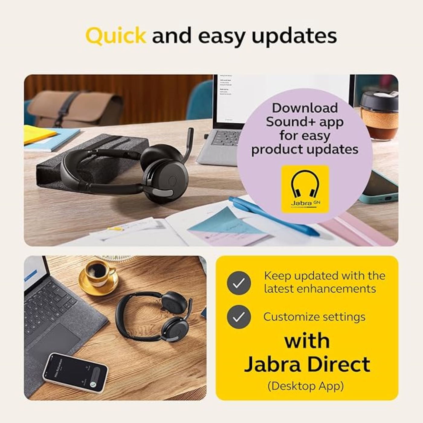 Jabra Evolve2 65 Flex - USB-C UC Stereo (Wireless Charging) Wireless Headset / Music Headphones