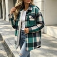 thumbnail image 6 of Plaid Shirt Jackets for Women Casual Collared Button Front Long Sleeve Oversized Loose Fit Outerwear, 6 of 8