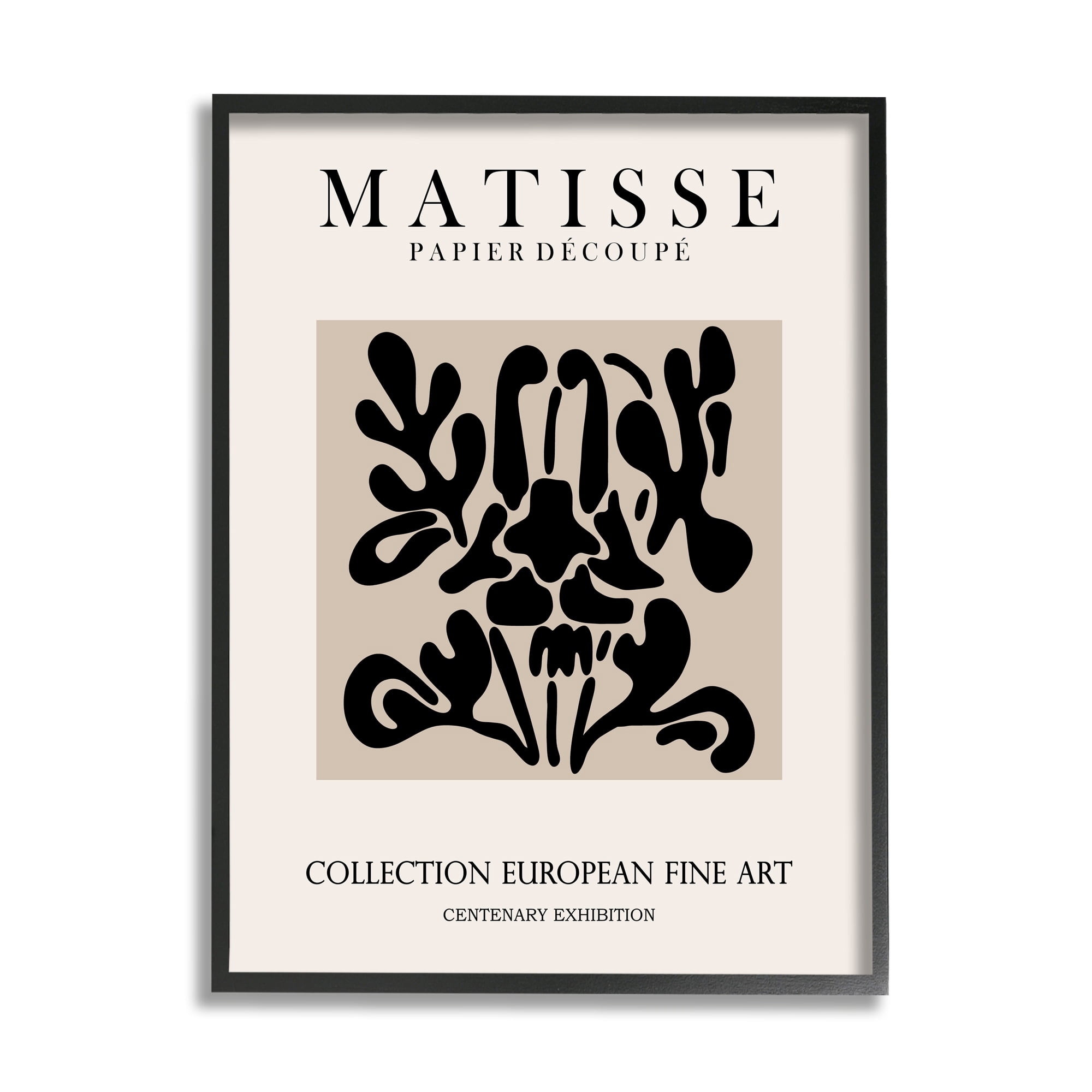 Stupell Industries Abstract Contemporary Black Floral Design Matisse Typography Framed Wall Art, 16 x 20, Design by Ros Ruseva