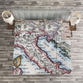 thumbnail image 3 of Ambesonne Wanderlust Quilted Bedspread Set 3 Pcs, Vintage Italy Map Art, Queen Size, Multicolor, 3 of 3