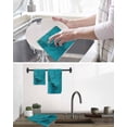 thumbnail image 5 of Turquoise Marble Kitchen Dish Towels for Drying Dishes Set of 4, Minimalist Abstract Golden Fluid Art Waffle Weave Microfiber Hand Tea Bathroom Towels Quick Dry & Absorbent Towel 15.7x23.6, 5 of 7