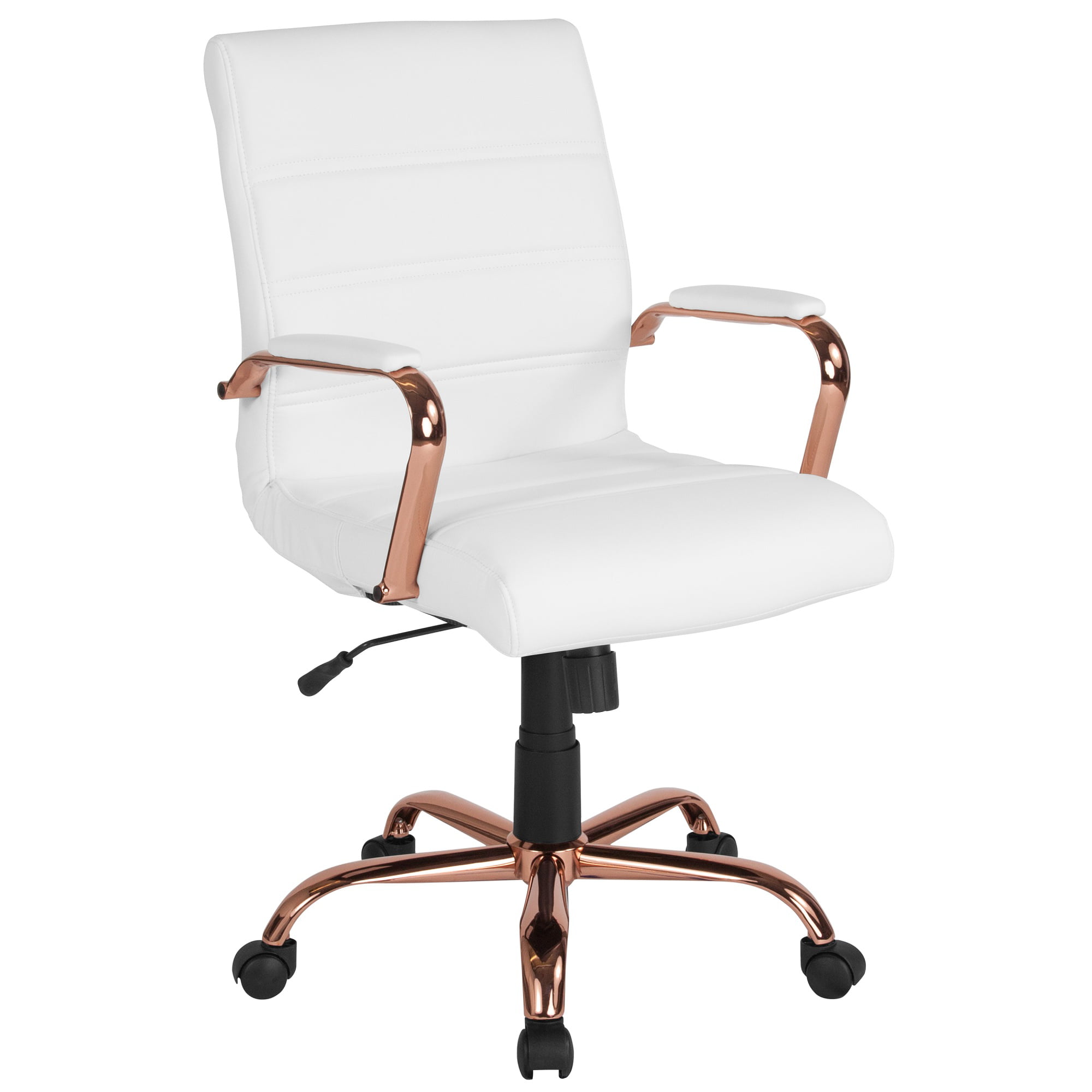 40.75" MidBack White Leather Executive Swivel Office