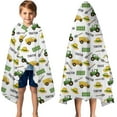 thumbnail image 3 of Cartoon Tractors Hats White Pattern Hooded Bath Towel，50"x30" for Ages 3 To 12 Kids, Quick Dry Lightweight Soft Microfiber Hood Beach Towel Cover Up for Kids, 3 of 7