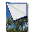 thumbnail image 2 of Ocean Soft Flannel Fleece Throw Blanket, Relaxing Beach Resort Spa Palm Trees and Sea Exotic Caribbean Coastline, Cozy Plush for Indoor and Outdoor Use, 60" x 80", Turquoise Blue Green, by Ambesonne, 2 of 5