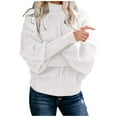thumbnail image 3 of Vividxx Ladies Mid Neck Sweater Loose Long Sleeve Knit Solid Color Sweater Pullover Top Fashion, 3 of 6