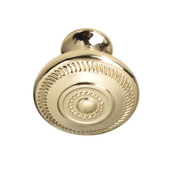 Bergen Deco Round Cabinet Knob Polished Gold 1-1/4 inch Single