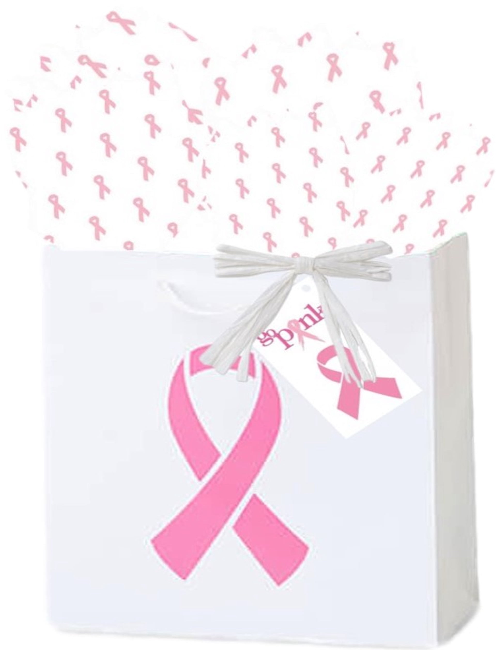 Breast Cancer Gift Bags with Handles 6 Sets Matching Pink Ribbon
