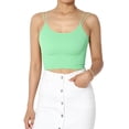 thumbnail image 1 of TheMogan Women's Solid Spaghetti Straps Ribbed Seamless Stretch Crop Cami Tank Top, 1 of 7