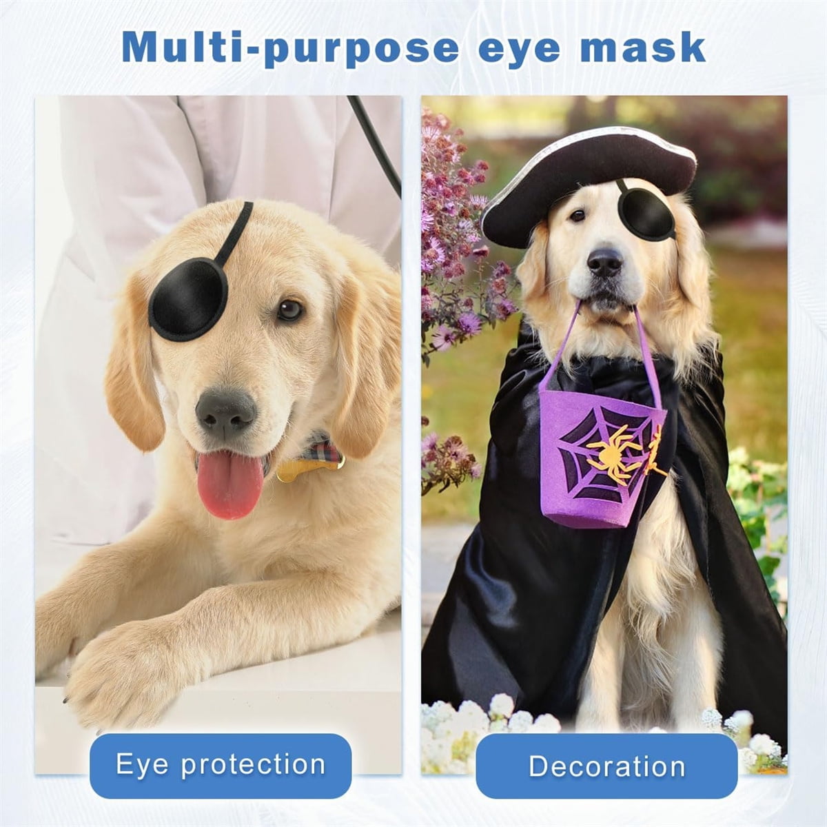 Dog Eye Patch, Premium Dog Single Eyepatch, GIXUSIL Adjustable Soft Cats Eyepatch, Eye Covering for for Small Medium Large Dogs Cats Eye Injuries After Surgery Wounds (Black)