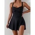 thumbnail image 3 of SKQIT Sweetheart Neck Ruched Swim Dress, Tummy Control One Piece Swimsuit with Adjustable Straps, 3 of 6