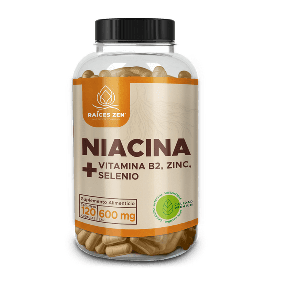 Niacina+ Vitamina B2, Zinc y Selenio Raíces Zen 120 Cápsulas