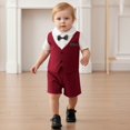 thumbnail image 2 of XAOFW Baby Boy Outfits Short Sleeved Layered Shirts Shorts Toddler Kids Summer Fall Gentleman Sets 12-18 Months, 2 of 5