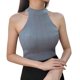 thumbnail image 1 of Gibobby O-cuello sin mangas mujeres casual tops sólida damas chaleco delgado tejer blusa de mujer(Gris,Talla única), 1 of 4