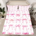 thumbnail image 2 of Homewish Kawaii Bowtie Ribbon Full Size Sheets,Cute Cartoon Bowknot Bed Sheets,Pink Stars Print Sheet Sets For Girl Kids,Luxury Bedroom Decor,4 Pieces, 2 of 7