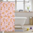 thumbnail image 3 of Manfei Cartoon Capybara Shower Curtain 72Wx84L, Flower Plant Print Bathroom Shower Curtain, Light Pink, 3 of 5