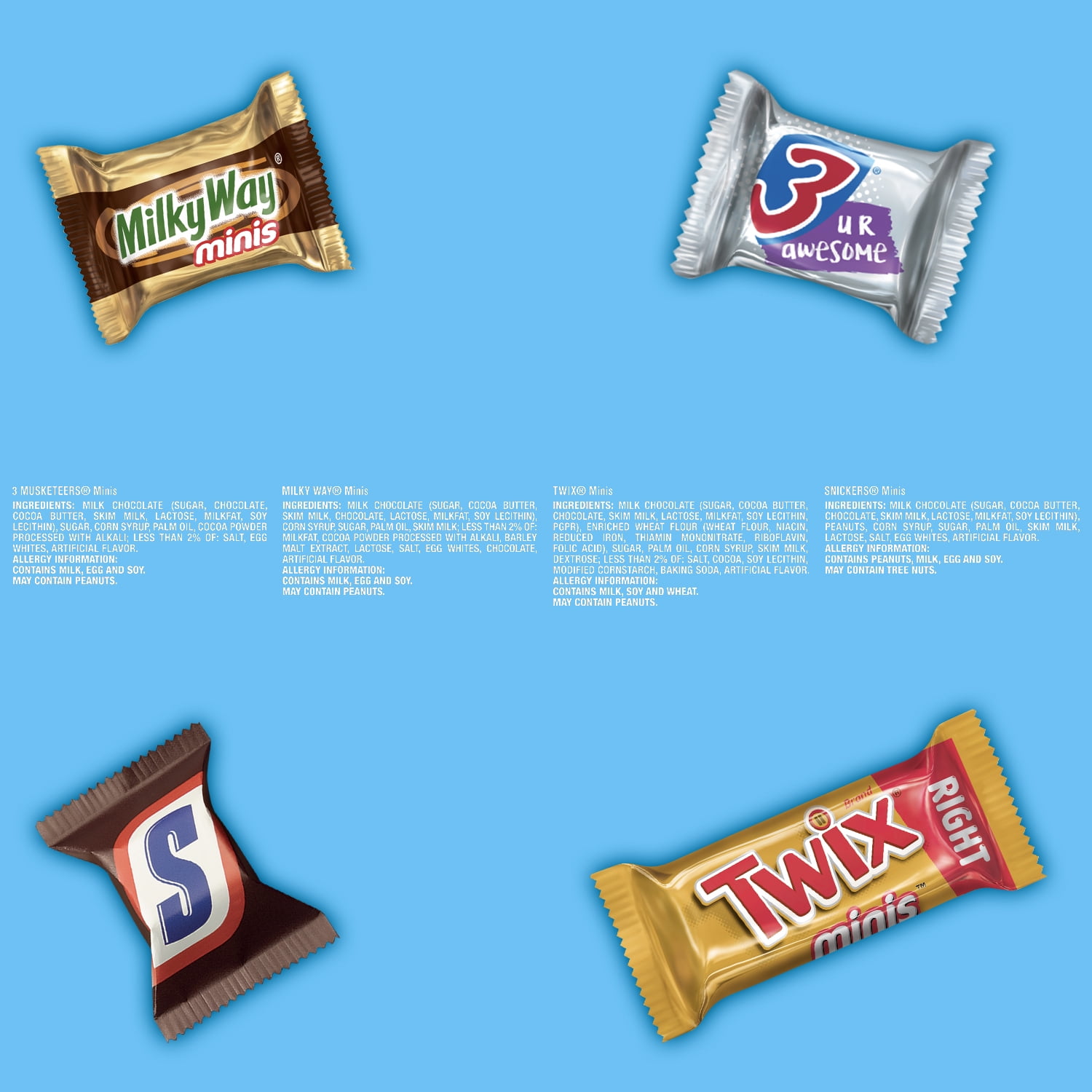 (3 pack) Mars Mixed Snickers, Twix, Milky Way, & 3 Musketeers Minis Chocolate Bars - 19.49 oz Bulk Bag