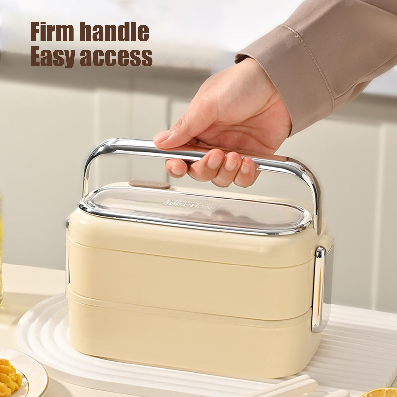 TACILIP Bento Box, Stainless Steel Double Layer Lunch Box Can Be Put Into The Microwave To Keep Warm Multi Layer Compartment Lunch Box, Gifts for Mom