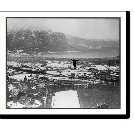 Historic Print, [Winter Olympic games at Garmisch, Germany. 1936: view from top of ski-jump; jumper in mid-air], 16" x 20"