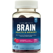 Natural Vitality BRAIN Health & Memory Gummies; Functional Mushroom Extract Blend Featuring Lions Mane; Daily Brain Health Support; Vegan, Gluten Free; Delicious, Raspberry Flavored; 60 ct.*