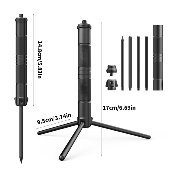 Aluminum Alloy Tripod Bracket Portable Camping Stand with Stakes Adjustable Phone Camera Holder