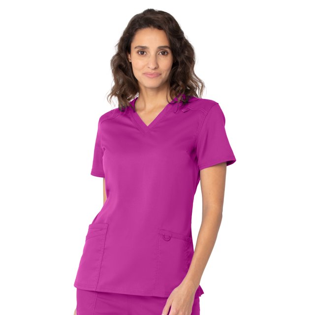 Landau ProFlex Haut de Blouse Médicale pour Femmes : 3 Poches, Coupe Moderne Ajustée, Col en V Extensible 4169
