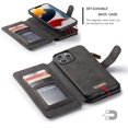 thumbnail image 3 of for iPhone 13 Pro Wallet Case,Multifunction Zipper Purse Wallet Case [Card Slots][Cash Pocket][Kickstand] Detachable Magnetic Back Phone Cover for iPhone 13 Pro 6.1 inch (Black), 3 of 9