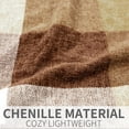 thumbnail image 5 of RECYCO Buffalo Paid Chenille Throw Blanket for Couch, Soft Cozy Decorative Buffalo Check Blanket Throw with Tassels for Bed Sofa, Plaid Brown Off White, 50'' x 60'', 5 of 7