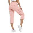 thumbnail image 4 of HKYNLAG Cargo Capris for Women Petite Pull On Casual Capri Pants Dressy Lightweight Ladies Baggy Cropped Pants for Hiking Pink L, 4 of 5
