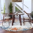 thumbnail image 3 of Round Rug 6Ft Washable Non-Slip, Blue Coastal Circle Area Rugs for Living Room Bedroom, Summer Beach Starfish Weeping Eucalyptus Ombre Indoor Floor Mats Carpet Runner for Home Decor Aesthetic, 3 of 8