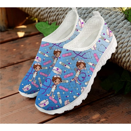 

Gradient Sketch Medical Print Penny Loafers Women Shoes Summer Woman Flats Nursing Shoes Slip-on Casual Shoes Mesh Sneakers