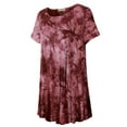 thumbnail image 3 of VEPKUL Plus Size Blouse for Women Short Sleeve Casual Shirt Tunic Tops Down Neck T-Shirt Loose Shirt T11-WineRed_1X, 3 of 7