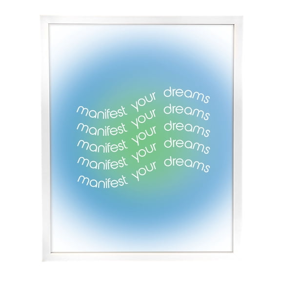 CUR8 16X20 "Manifest" Aura Printed Glass Float Wall Art for Back to College, Dorm Room and Teen Room Décor