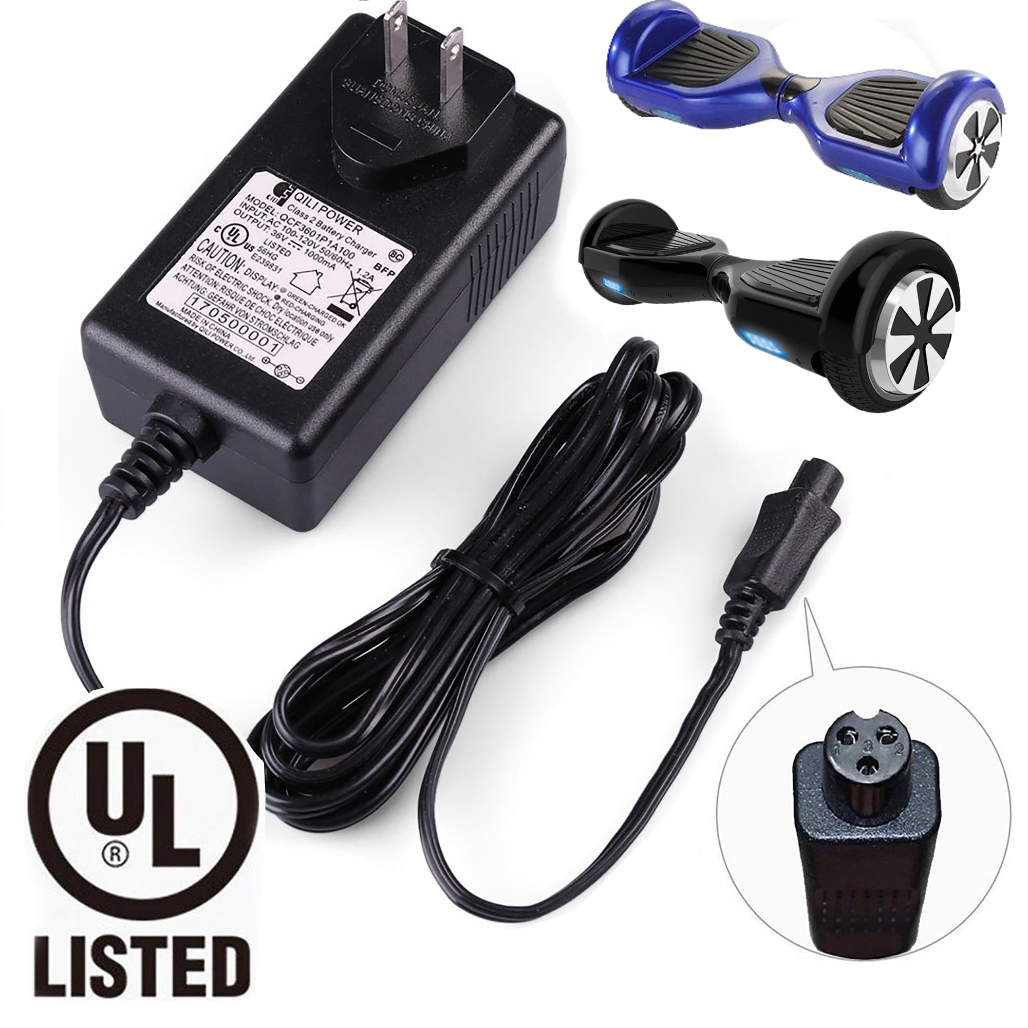 36V 42V 1A Battery Charger AC power Cord Adapter for Balance Wheel