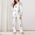 thumbnail image 2 of Lsque Rabbit Blowing Dandelions Pattern Long Sleeve Pajama Set for Women - Soft 2-Piece Sleepwear and Loungewear Set with Pockets, Comfy Nightwear-Large, 2 of 7