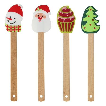 

BESTONZON 4Pcs Christmas Cream Scrappers Practical Cake Spatulas (Assorted Color)