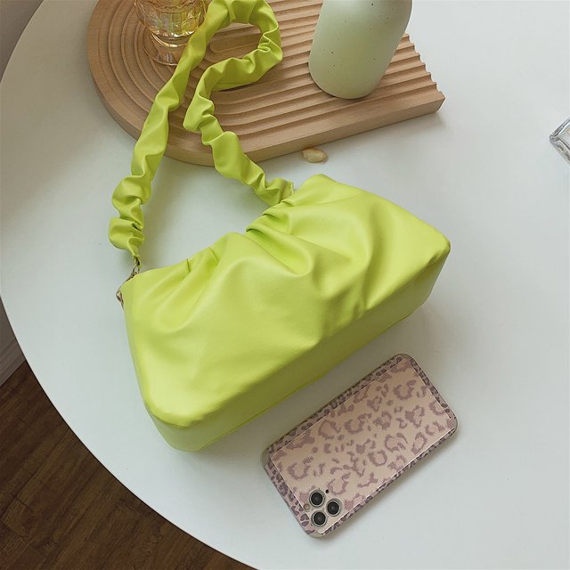 Bolsas De Hombro Moda mujer PU plisado bajo el brazo bolso de hombro Casual pequeño bolso (verde) Likrtyny Para Estrenar