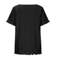 thumbnail image 4 of Summer Saving Wycnly Womens Tops Summer Short Sleeve Crewneck Love Letter Print Tee Shirts Loose Soft Cotton Linen Casual Tassel Pullover Blouses Black xl Clearance Under $5, 4 of 5
