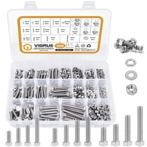 VIGRUE 480PCS M4 M5 M6 Bolts Nuts Assortment Kit, Heavy Duty 304 Stainless Steel, 13 Metric Common Sizes Included