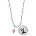 thumbnail image 1 of Delight Jewelry Pink Crystal Bicone Silvertone Script Initial Disc - Z - Charm Necklace, 20"+3", 1 of 4