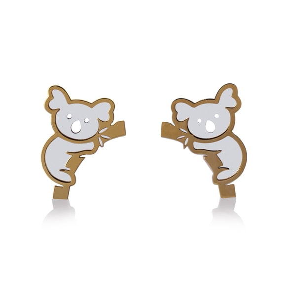 Aretes de oro 14k GIALLO Broquel GIALLO COLLECTION Khoalas de oro blanco y amarillo