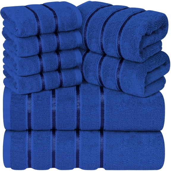 Royal Blue Mixed Towels (27 x 54, 16 x 28, 13 x 13 inches) 8-Piece Bathroom Set