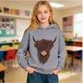 thumbnail image 6 of Kids Hoodie Unisex Lightweight Cute Sweatshirts Highland Cattle Long Sleeve Pullover, 6 of 8