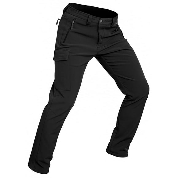 Wespornow Pantalons de Randonnée Doublés en Polaire pour Hommes, Résistants à l'Eau, Pantalons de Ski, Pantalons de Planche à Neige Coquille Souple pour l'Hiver, Ski Extérieur (Noir Grand)
