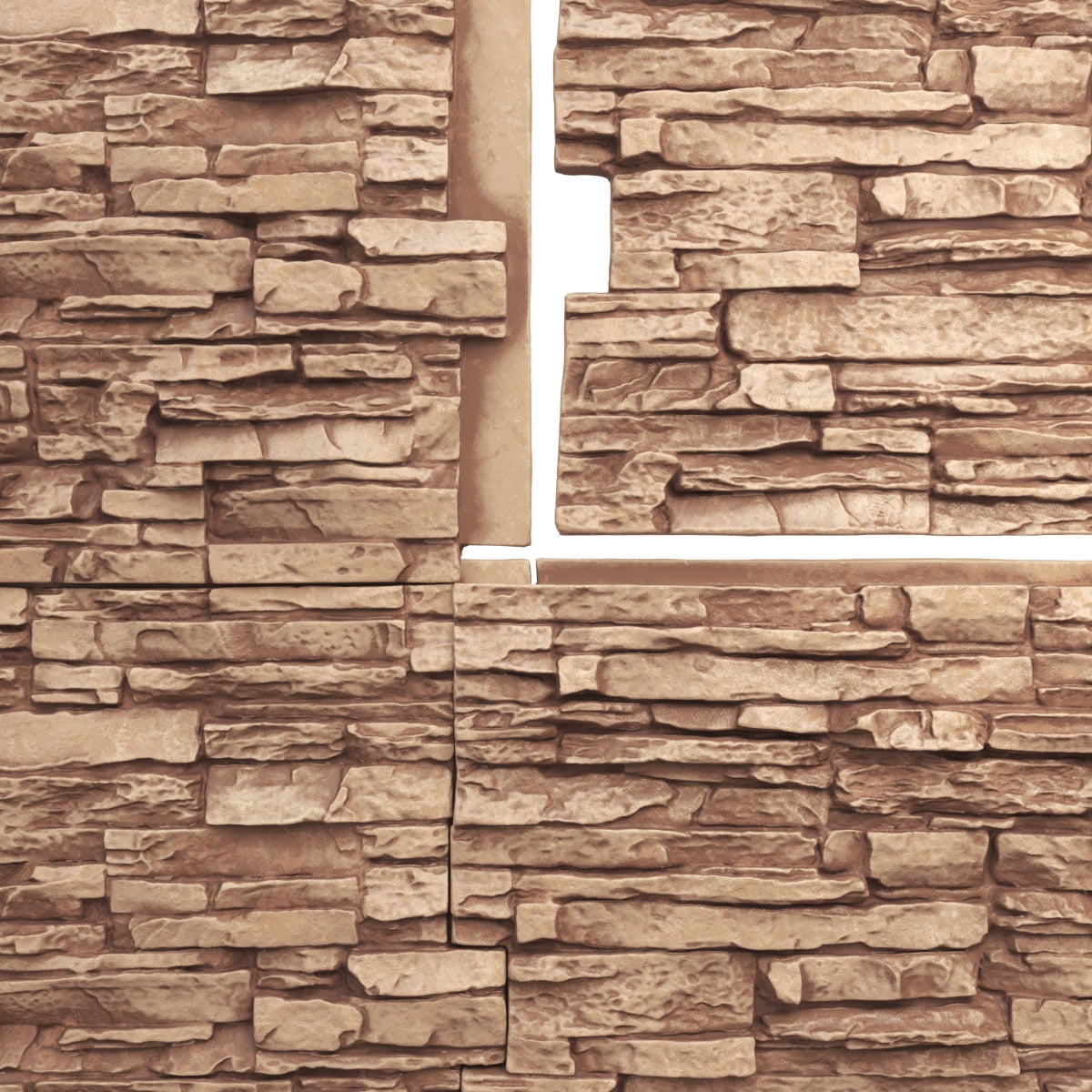 Ekena Millwork 45 3/4"W x 24 1/2"H x 1 1/4"D Canyon Ridge Stacked Stone, EverStone Faux Stone Siding Panel, Wheat Field